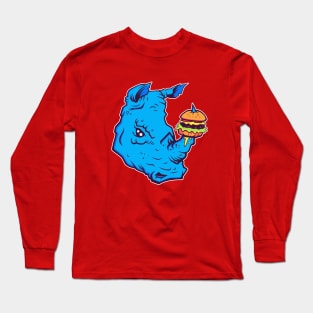 Rhino With A Cheeseburger Long Sleeve T-Shirt